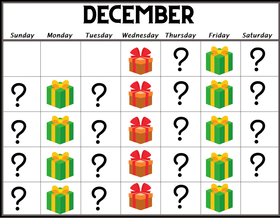 Holiday Raffle Calendar 2021